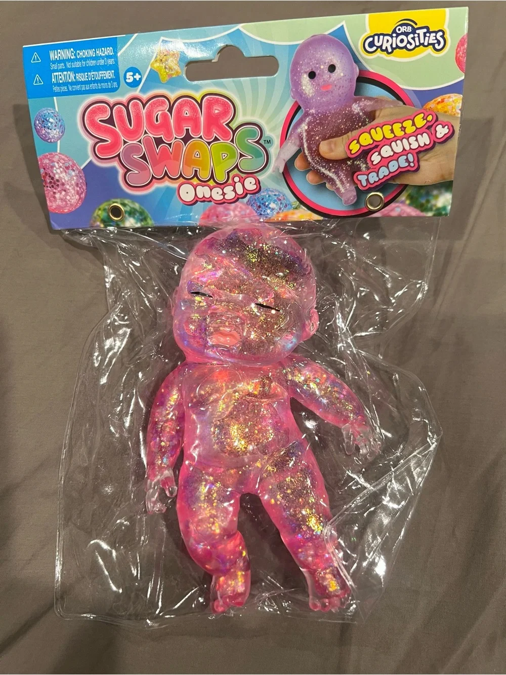 Sugar Swaps Onesie babies Pink Glitter Squeeze Toy